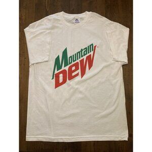 Vintage Mountain Dew Soda Promo T-shirt Mens XL White